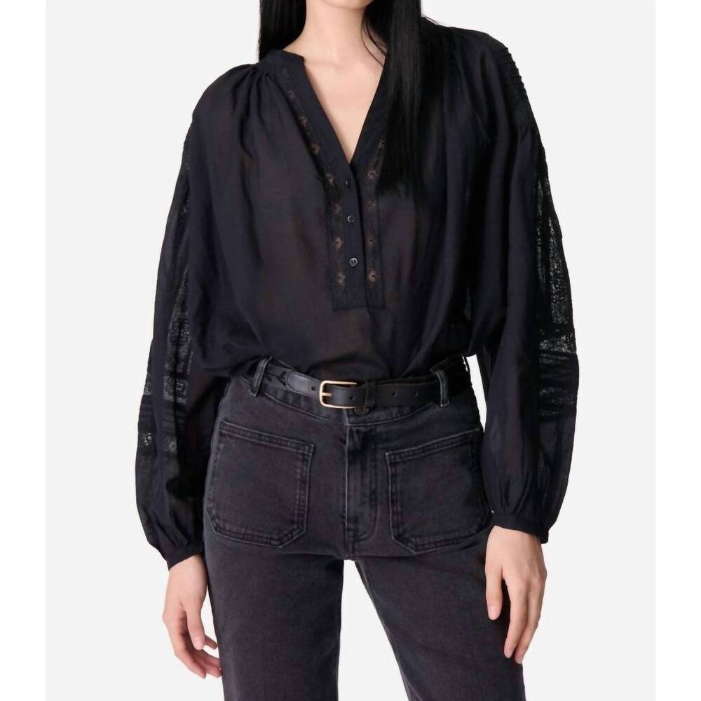 NEW VANESSABRUNO nipoa v neck long sleeve blouse in black
